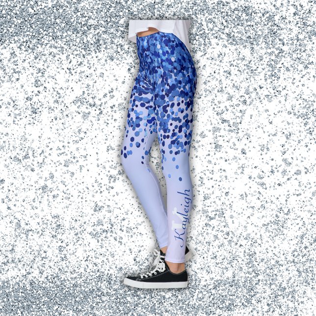 Enkelt blåborstat Metall och Glitter Monogram | Leggings (Skapare uppladdad)