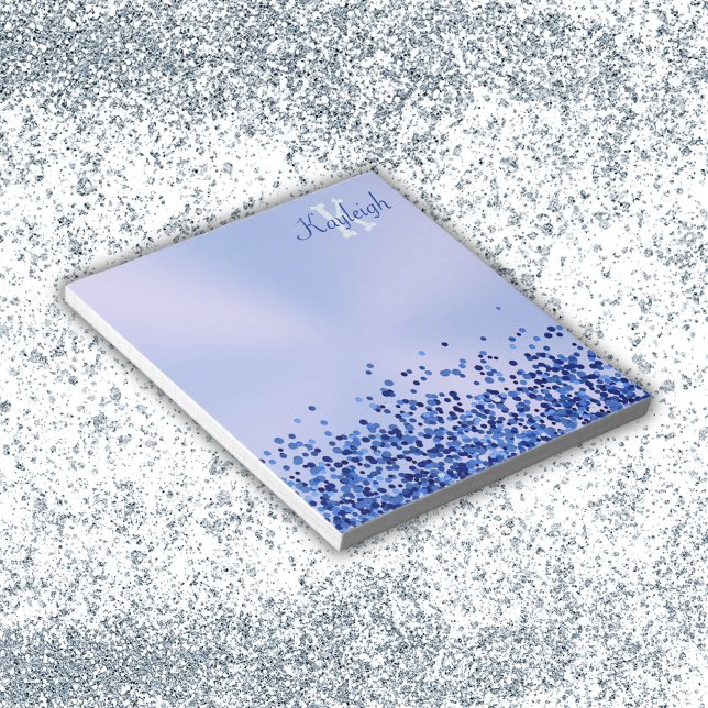 Enkelt blåborstat Metall och Glitter Monogram | Post-it Block (Skapare uppladdad)