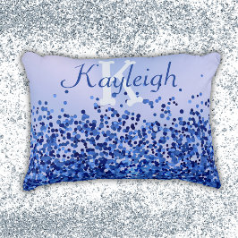 Enkelt blåborstat Metall och Glitter Monogram | Prydnadskudde