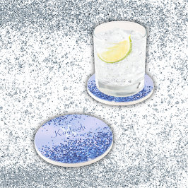 Enkelt blåborstat Metall och Glitter Monogram | Underlägg