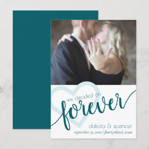 Enkelt blåhjärta   Grönt Forever Elopement Photo Meddelande