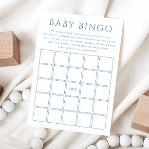 Enkelt blått babyskuvel Baby Bingo-kort Inbjudningar