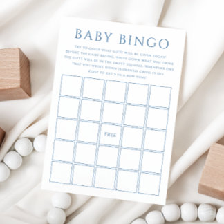 Enkelt blått babyskuvel Baby Bingo-kort Inbjudningar