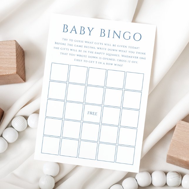 Enkelt blått babyskuvel Baby Bingo-kort Inbjudningar (Skapare uppladdad)