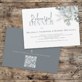 Enkelt blått Blommigt - repetitionsmiddag QR-kod K Inbjudningar