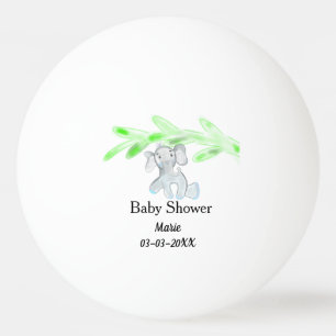 Enkelt blått grått baby elefantbabydusch, lägg pingisboll