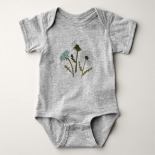 Enkelt blått Grått Dandelion Whimsical Flower Moti T Shirt