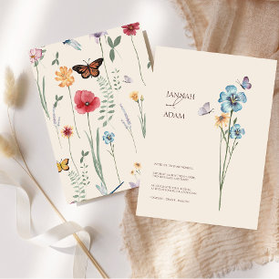 Enkelt blått havsabborre Butterflies Blommigt Bröl Inbjudningar
