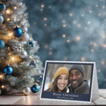 Enkelt blått julfoto