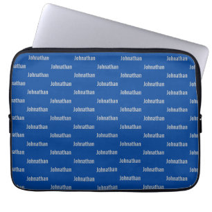 Enkelt blått med Grått Namn Mönster Laptop Fodral