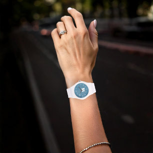 Enkelt blått monogram - minimalistisk inledande Sn Armbandsur