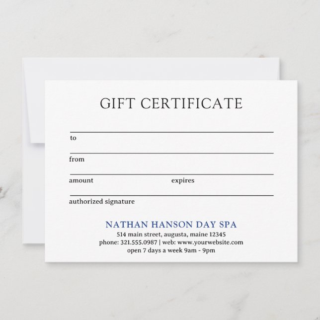 Enkelt blått monogram Modern presentkort (Framsida)