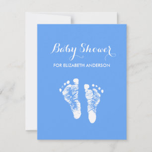 Enkelt blått nyfött fotavtryck Boy Baby Shower Inbjudningar