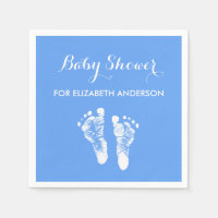Enkelt blått nyfött fotavtryck Boy Baby Shower