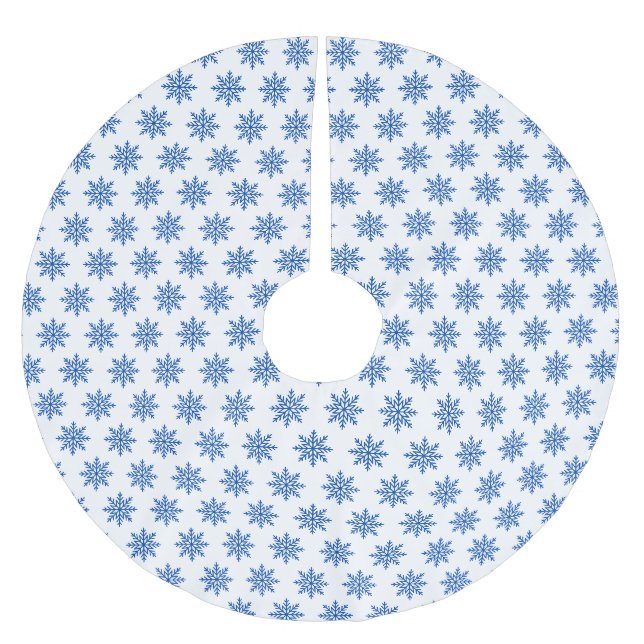 Enkelt blått och vitt Mönster Julgransmatta Borstad Polyester (Framsidan)