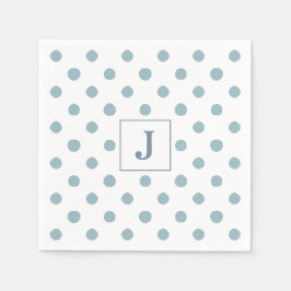 Enkelt blått Polka-prickvattenfärg Mönster Monogra Pappersservett