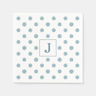 Enkelt blått Polka-prickvattenfärg Mönster Monogra Pappersservett