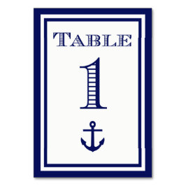 Enkelt blått rambundet Bord-kort nr 1 Bordsnummer