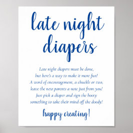Enkelt blått sent nattblöjor | Cerulean Shower Poster