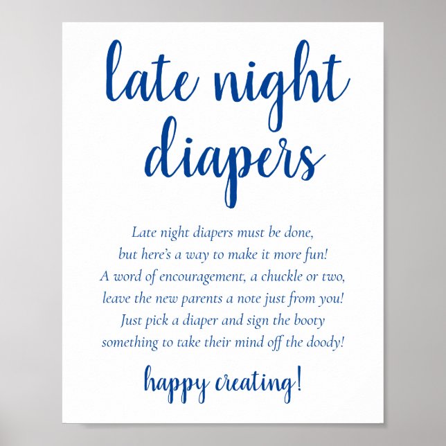 Enkelt blått sent nattblöjor | Cerulean Shower Poster (Framsidan)