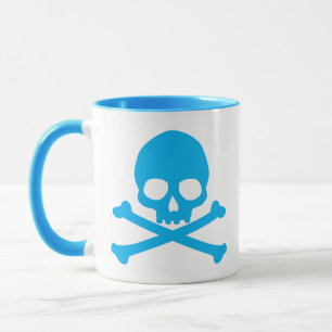 Enkelt blått skal och korsben mugg