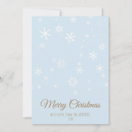 Enkelt blått Snöflingor God jul Julkort