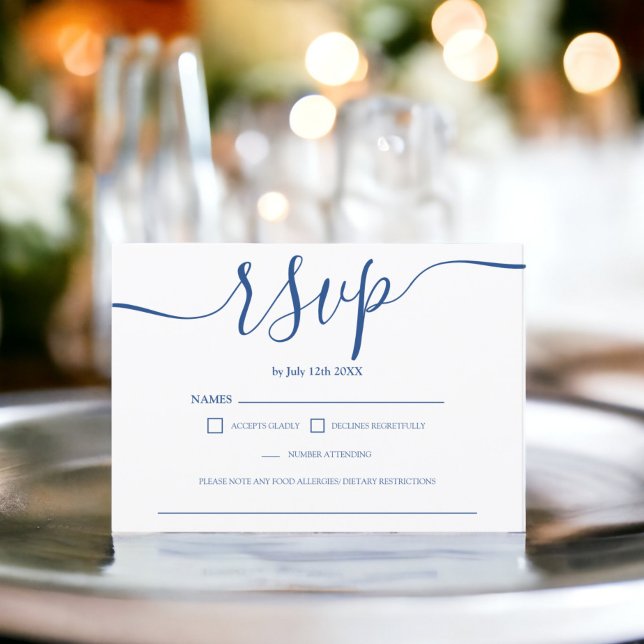 Enkelt blåvitt bröllop OSA monogram Kort (Simple blue white wedding rsvp monogram)