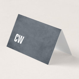 Enkelt blåvitt monogram-Affärskort Visitkort