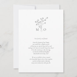 Enkelt blommigt bouquet-foto bröllop tack kort