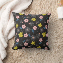 Enkelt Blommönster för svartvit och Rosa