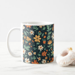 Enkelt blommönster kaffemugg