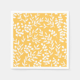 Enkelt blommönster på gult pappersservett