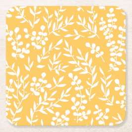 Enkelt blommönster på gult underlägg papper kvadrat