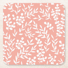 Enkelt blommönster på rosan underlägg papper kvadrat