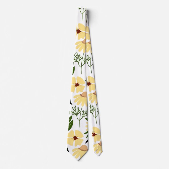 Enkelt Blommönster vitt Slips (Framsida)