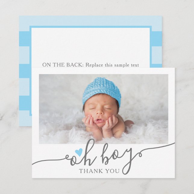 Enkelt Blue Heart Boy Baby Shower Photo Tack (Fram/baksida)