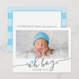 Enkelt Blue Heart Boy Baby Shower Photo Tack Kort