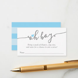 Enkelt Blue Heart Boy Shower Raffle Tilläggskort