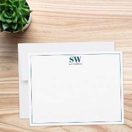 Enkelt Blue Modern Personlig Monogram Anteckningskort