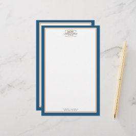 Enkelt Blue White Monogram Business Brevpapper