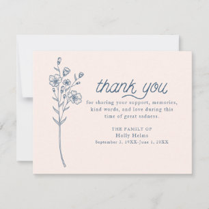 Enkelt Blue Wildblomma Sympathy Tack Notecard Kort