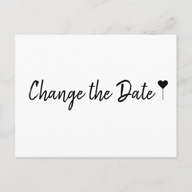 Enkelt bohemskt skript vitt Ändra datum Vykort (Framsida)