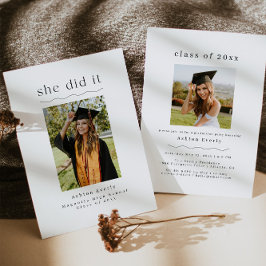 Enkelt Boho-minimalistiskt foto Studenten Inbjudan