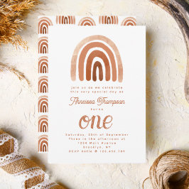 Enkelt Boho Rainbow Earth Tone varje år på födelse Inbjudningar