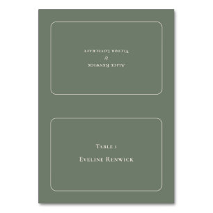 Enkelt Boho Sage Grönt Bröllop-mappat platskort Bordsnummer