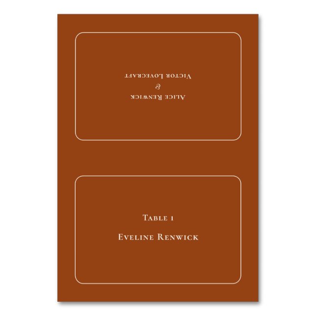 Enkelt Boho Terracotta Bröllop-mappningskort Bordsnummer (Framsidan)