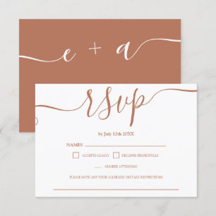 Enkelt boho terracotta bröllop OSA monogram Kort