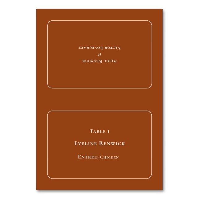 Enkelt Boho Terracotta Entree-mappat platskort Bordsnummer (Framsidan)