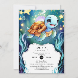 Enkelt Boho Turtle Birthday Inbjudningar