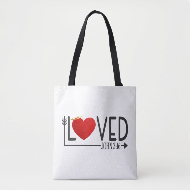 Enkelt böjt bible Verse Valentine | Tote Bag Tygkasse (Framsida)